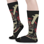 Samurai Warrior Skull Print Long Socks