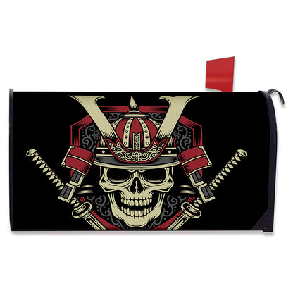 Samurai Warrior Skull Print Mailbox Cover