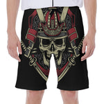 Samurai Warrior Skull Print Men's Beach Shorts