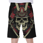 Samurai Warrior Skull Print Men's Beach Shorts