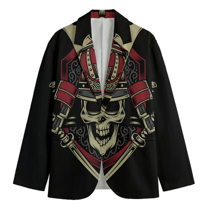 Samurai Warrior Skull Print Men's Blazer