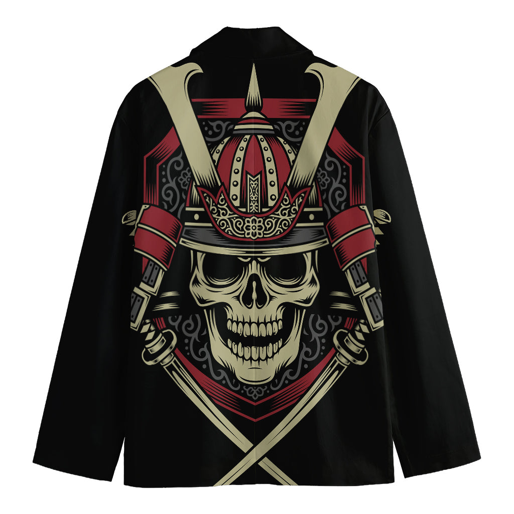 Samurai Warrior Skull Print Men's Blazer