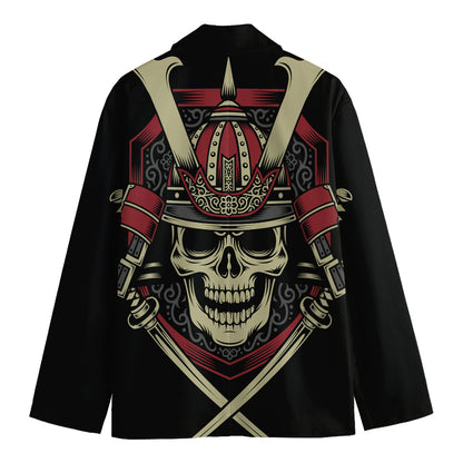 Samurai Warrior Skull Print Men's Blazer