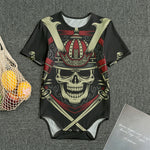 Samurai Warrior Skull Print Men's Bodysuit