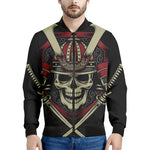 Samurai Warrior Skull Print Men's Bomber Jacket
