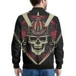 Samurai Warrior Skull Print Men's Bomber Jacket