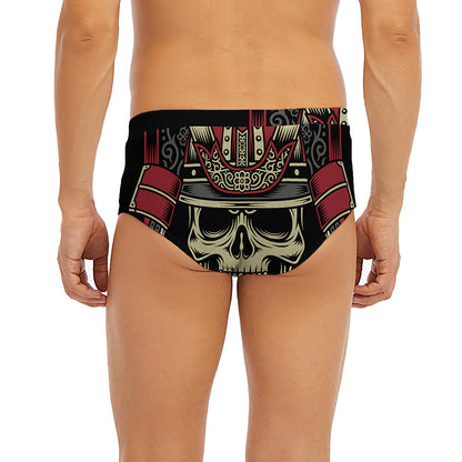 Samurai Warrior Skull Print Men's Briefs