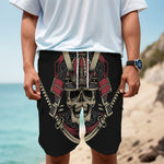 Samurai Warrior Skull Print Men's Cargo Shorts
