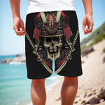 Samurai Warrior Skull Print Men's Cargo Shorts