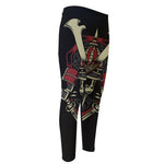 Samurai Warrior Skull Print Men's Compression Pants