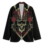 Samurai Warrior Skull Print Men's Cotton Blazer
