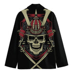Samurai Warrior Skull Print Men's Cotton Blazer