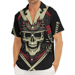 Samurai Warrior Skull Print Men's Deep V-Neck Shirt