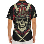 Samurai Warrior Skull Print Men's Deep V-Neck Shirt