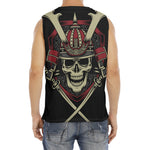 Samurai Warrior Skull Print Men's Fitness Tank Top