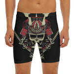 Samurai Warrior Skull Print Men's Long Boxer Briefs