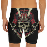 Samurai Warrior Skull Print Men's Long Boxer Briefs