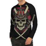 Samurai Warrior Skull Print Men's Long Sleeve Rash Guard