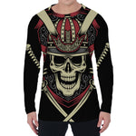 Samurai Warrior Skull Print Men's Long Sleeve T-Shirt