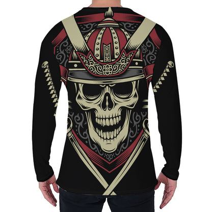 Samurai Warrior Skull Print Men's Long Sleeve T-Shirt