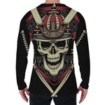 Samurai Warrior Skull Print Men's Long Sleeve T-Shirt