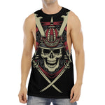 Samurai Warrior Skull Print Men's Muscle Tank Top