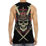 Samurai Warrior Skull Print Men's Muscle Tank Top