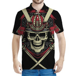 Samurai Warrior Skull Print Men's Polo Shirt