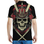 Samurai Warrior Skull Print Men's Polo Shirt