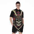 Samurai Warrior Skull Print Men's Romper