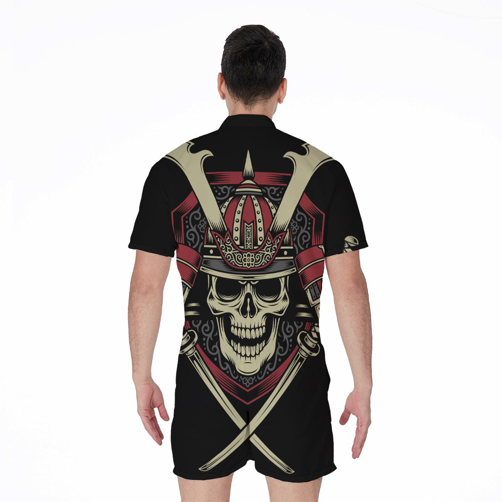 Samurai Warrior Skull Print Men's Rompers