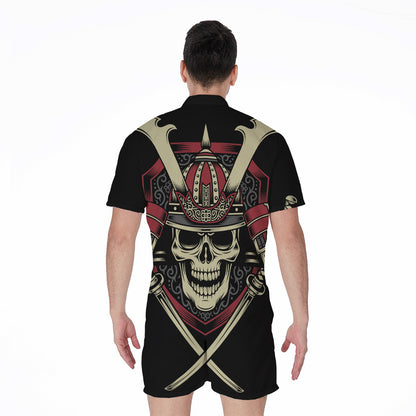 Samurai Warrior Skull Print Men's Rompers