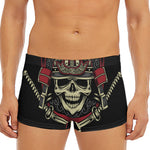 Samurai Warrior Skull Print Men's Short Boxer Briefs