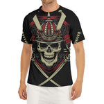 Samurai Warrior Skull Print Men's Short Sleeve Rash Guard