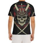 Samurai Warrior Skull Print Men's Short Sleeve Rash Guard