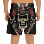 Samurai Warrior Skull Print Men's Split Running Shorts