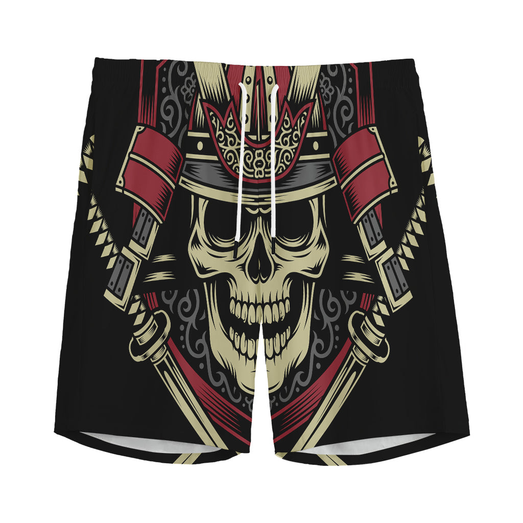 Samurai Warrior Skull Print Men's Sports Shorts