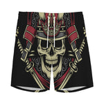 Samurai Warrior Skull Print Men's Sports Shorts