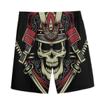 Samurai Warrior Skull Print Men's Sports Shorts