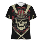Samurai Warrior Skull Print Men's Sports T-Shirt