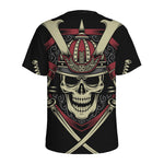 Samurai Warrior Skull Print Men's Sports T-Shirt