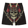 Samurai Warrior Skull Print Men's Swim Trunks