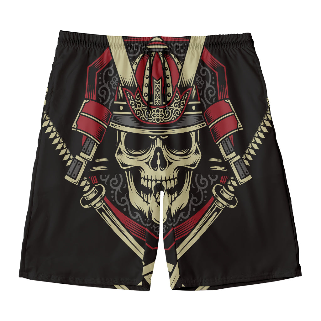 Samurai Warrior Skull Print Men's Swim Trunks