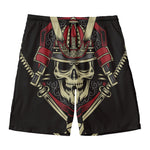Samurai Warrior Skull Print Men's Swim Trunks