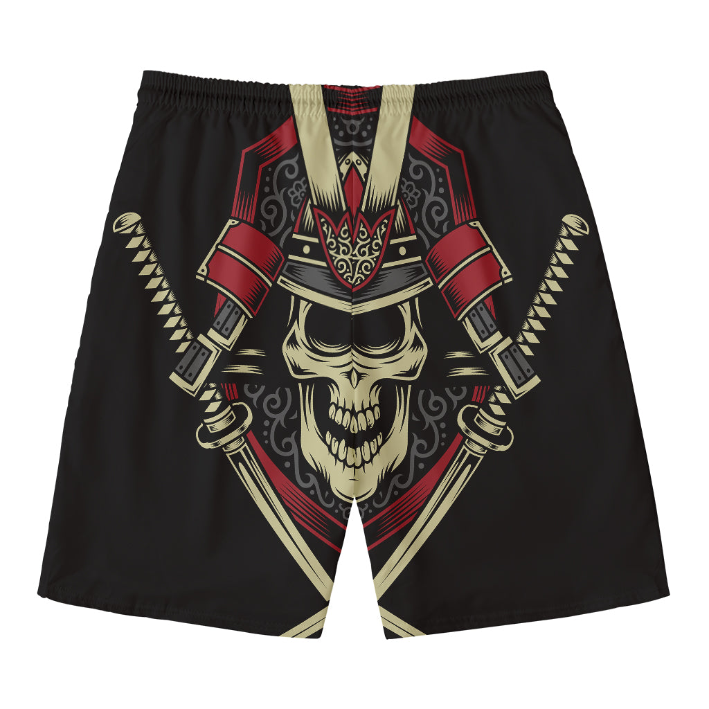 Samurai Warrior Skull Print Men's Swim Trunks