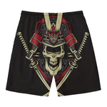 Samurai Warrior Skull Print Men's Swim Trunks