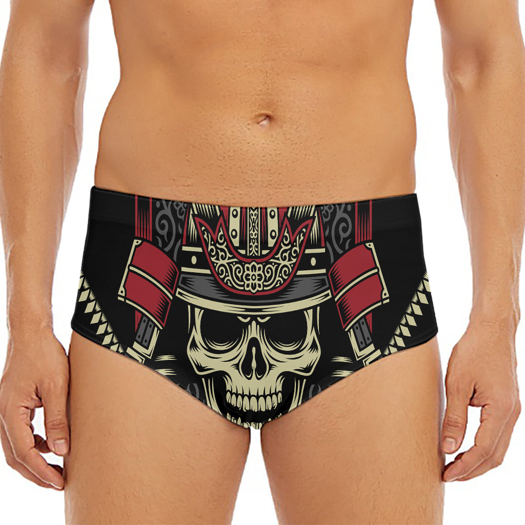 Samurai Warrior Skull Print Men's Triangle Swim Briefs