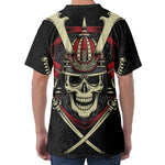 Samurai Warrior Skull Print Men's Velvet T-Shirt