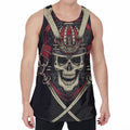 Samurai Warrior Skull Print Men's Velvet Tank Top