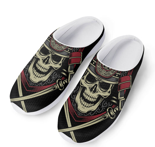 Samurai Warrior Skull Print Mesh Casual Shoes